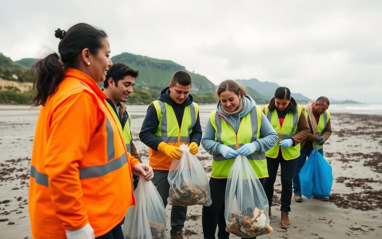 Beach & park clean-up crew with Sustainable Coastlines